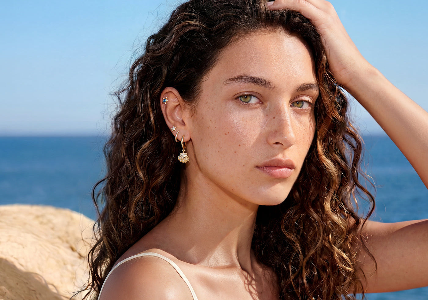 KOSINER 18G titanium ocean flatback earrings for helix piercing