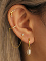 Gold 925 sterling silver marquise arch CZ stud piercing on ear, 18kt gold plated, flat back labret.