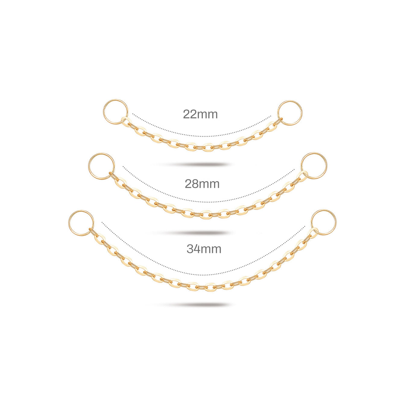 14K Solid Gold Extension Chain Pendant Chain Hoop Charm - Kosinerjewelry