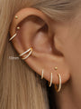 Gold 10mm double hoop cartilage earring with 5A CZ. Titanium, 16g, hypoallergenic, waterproof.