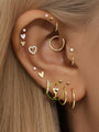 kosiner jewelry 14K Solid Gold Heart Glossy Hoop Earring