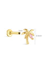 KOSINER Palm tree flatback stud size guide, 8.5mm height, 1mm post thickness