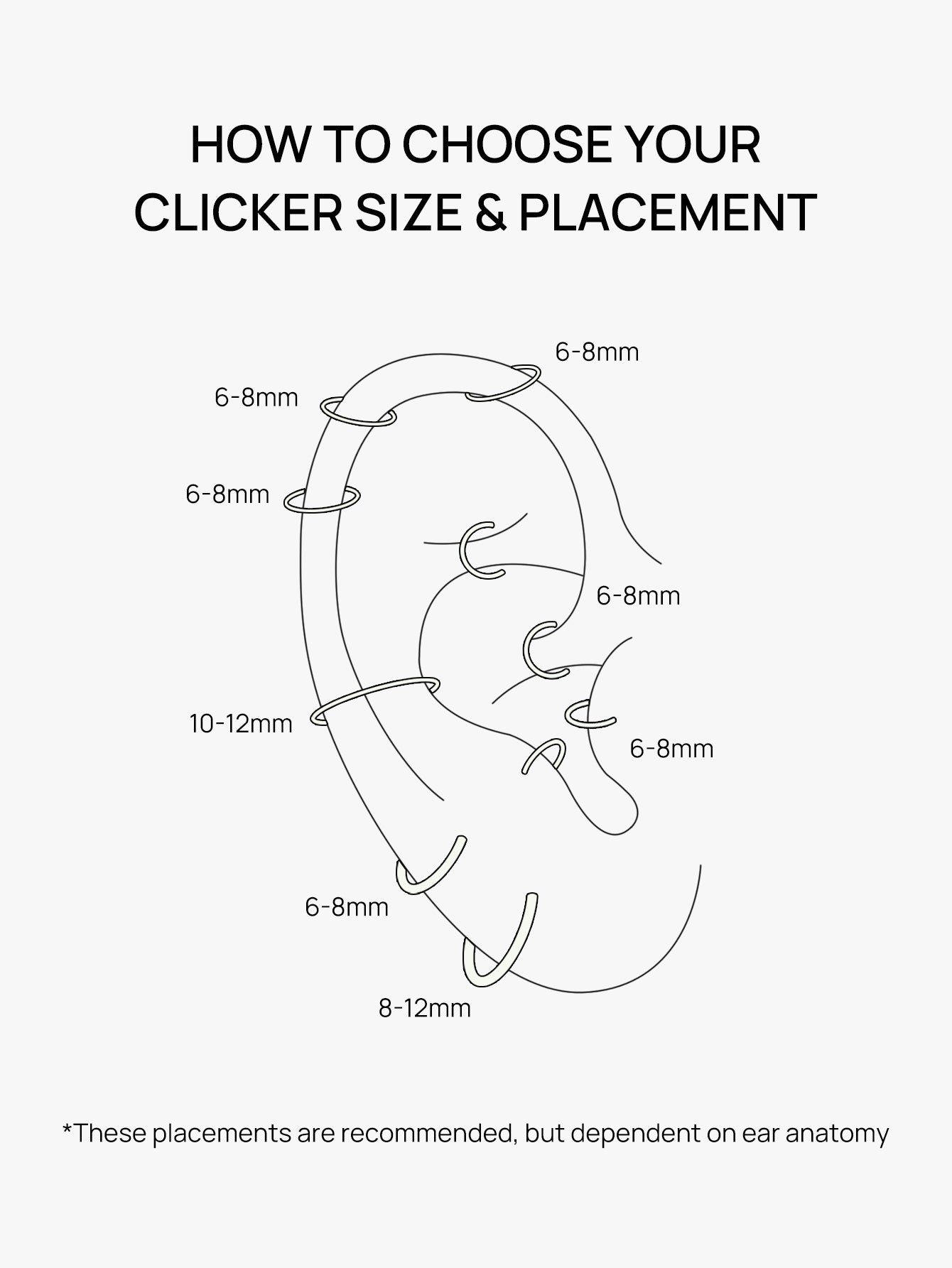 Titanium Waterproof Multiple Sizes 5A CZ Cartilage Hoop 16g 18g