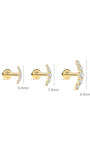 Kosiner Jewelry KOSINER 14K Solid Gold Delicate Pave Crescent Flat Back Stud