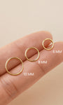 KOSINER 14K solid gold minimalist hoop earrings, multi-size options (6/8/10mm) with polished finish