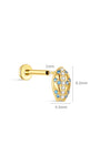 KOSINER delicate ocean silhouette flatback stud size guide, 8.2mm height, 1mm post