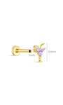 KOSINER Cocktail glass flatback stud size guide, 6.5mm height, 1mm post thickness