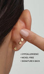 KOSINER signature flat back earrings with hypoallergenic nickel-free backing