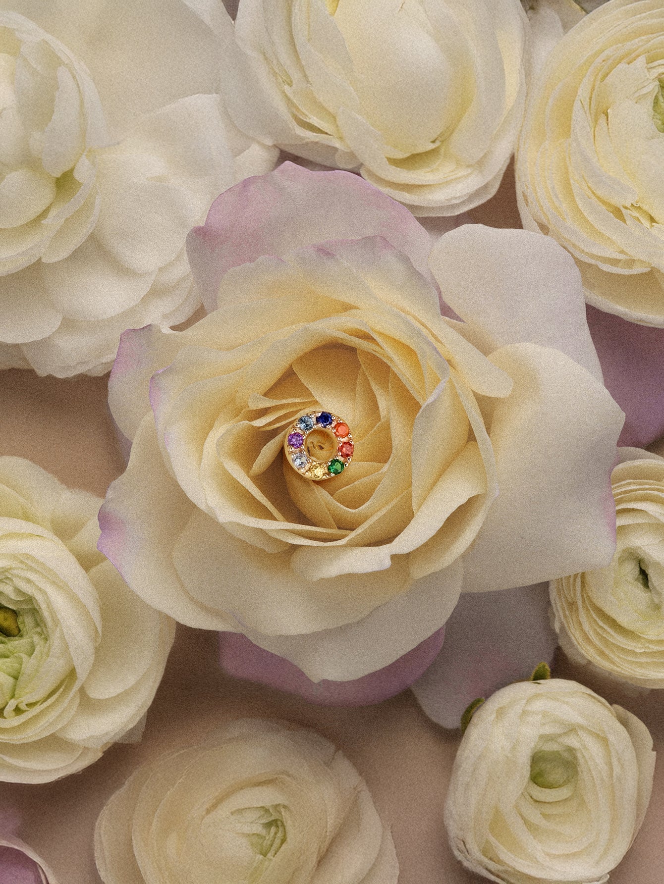 PETALS Color Halo CZ Flat back in 14K Soild Gold