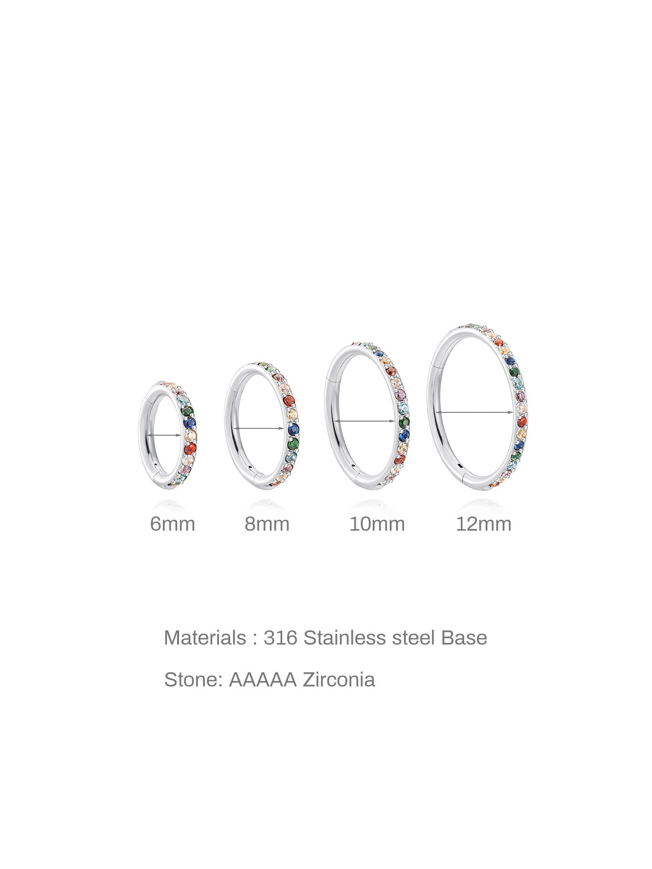 KOSINER Titanium Colorful Multi-Sized Hoop