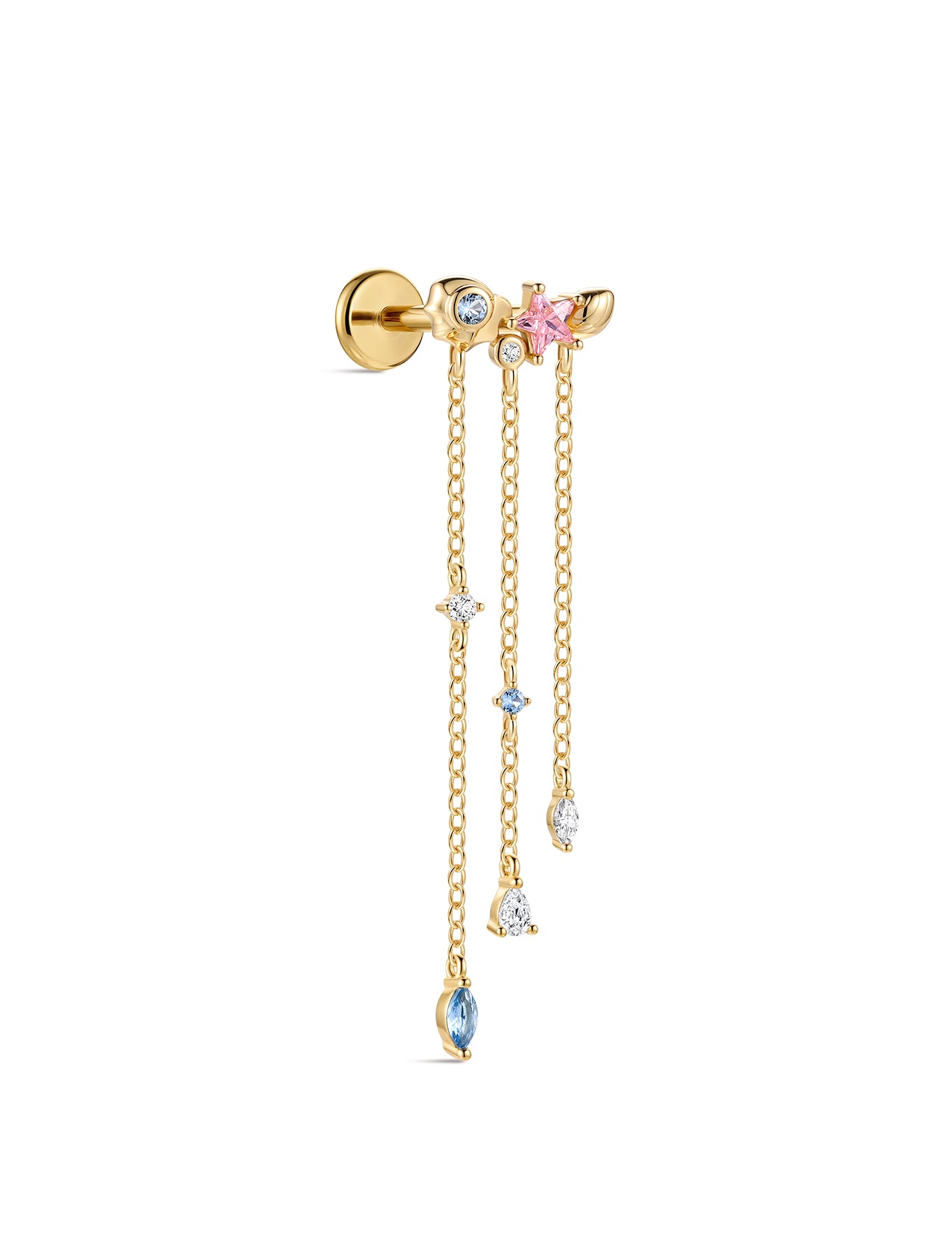 Kosinerjewelry KOSINER 925 Sterling Silver Oceanic Starfish Tassel Flat Back Stud