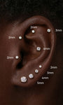 KOSINER minimalist 4-prong round CZ stud, curated ear stacking look for helix conch tragus piercings