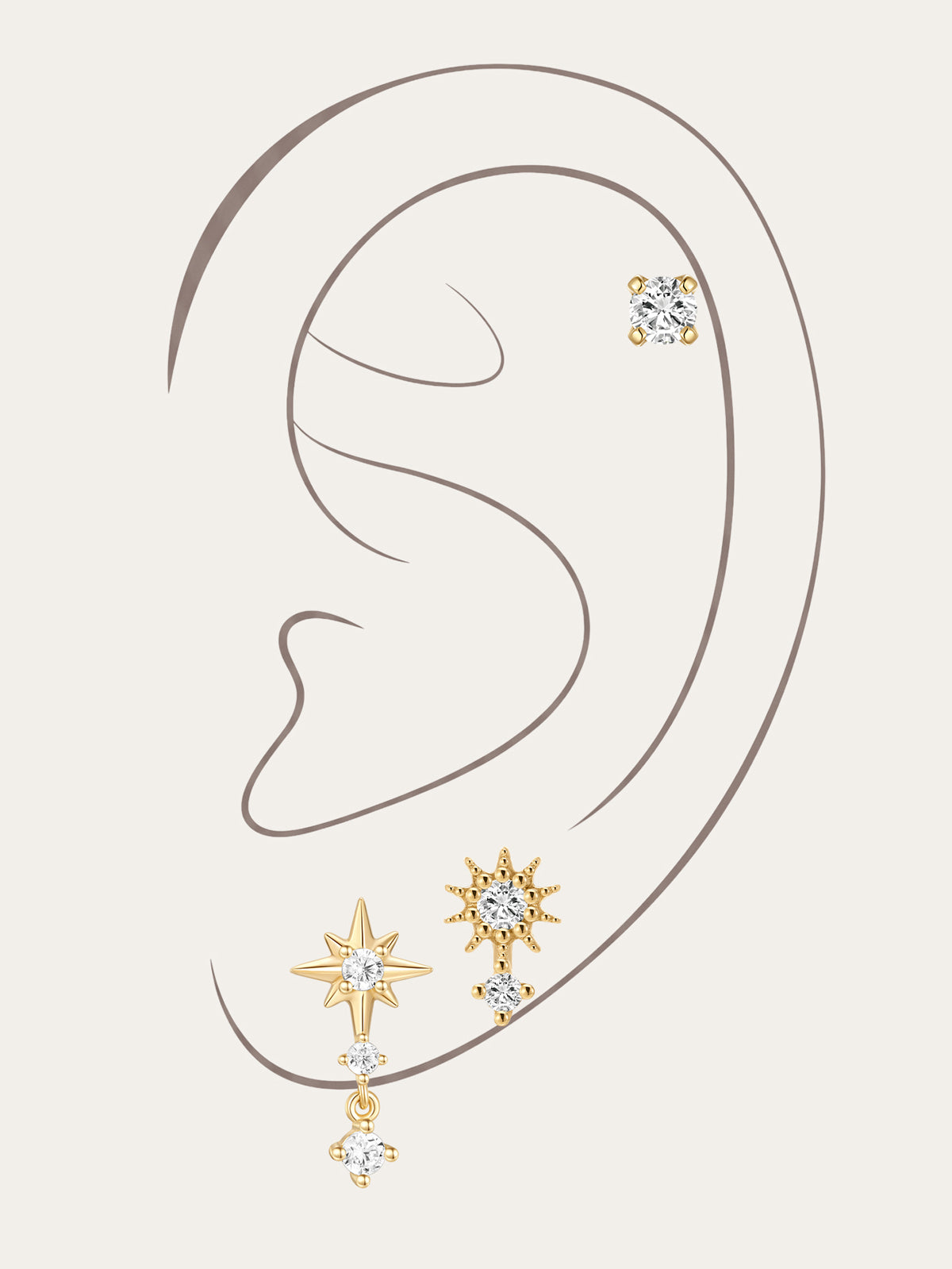 Kosiner 14K Solid Gold Flatback Star Set - Kosinerjewelry-Earrings14K Solid Gold Flatback Star 