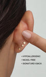 Kosiner Jewelry KOSINER 14K Solid Gold Delicate Pave Crescent Flat Back Stud