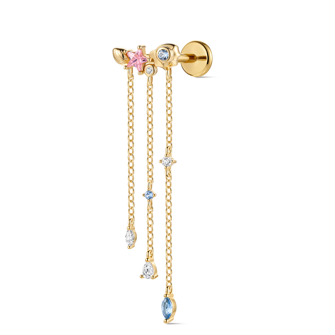Kosinerjewelry KOSINER 925 Sterling Silver Oceanic Starfish Tassel Flat Back Stud