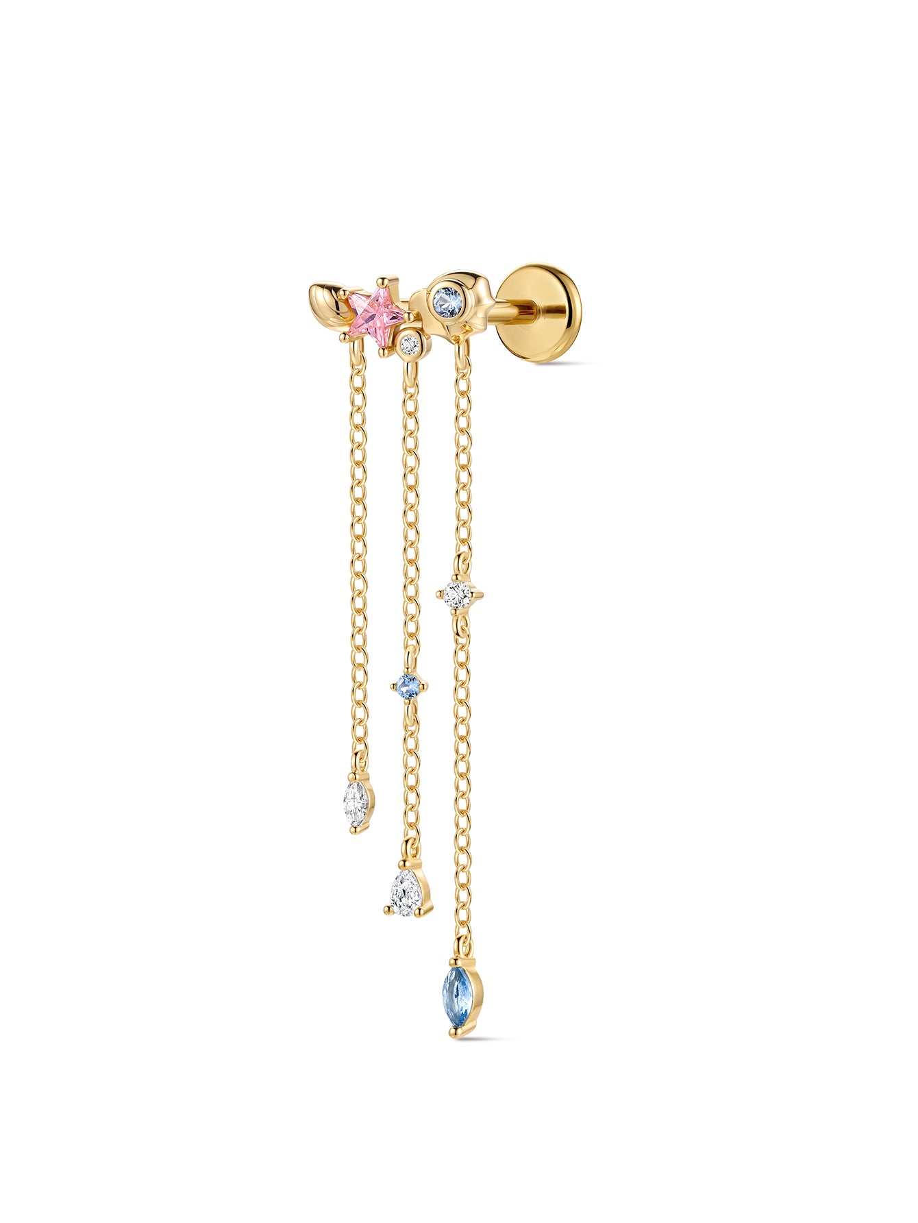 Kosinerjewelry KOSINER 925 Sterling Silver Oceanic Starfish Tassel Flat Back Stud