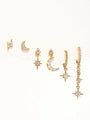 S925 Star and Moon Zircon Earring Set - Kosinerjewelry