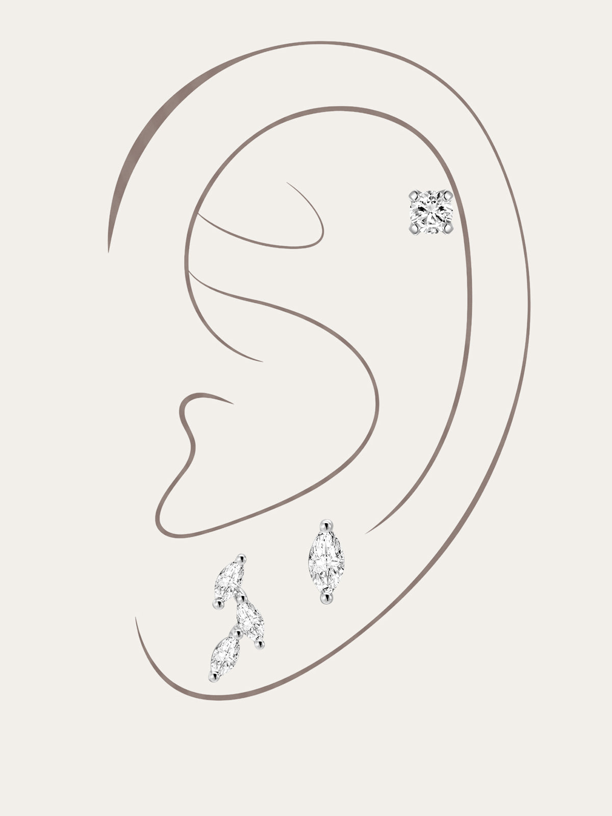 14K Solid Gold Flatback Marquise Set - Kosinerjewelry-Earrings