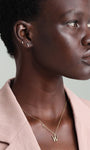 KOSINER 14K Gold Double Stone Flat Back Studs, Versatile Piercing for Helix & Lobe