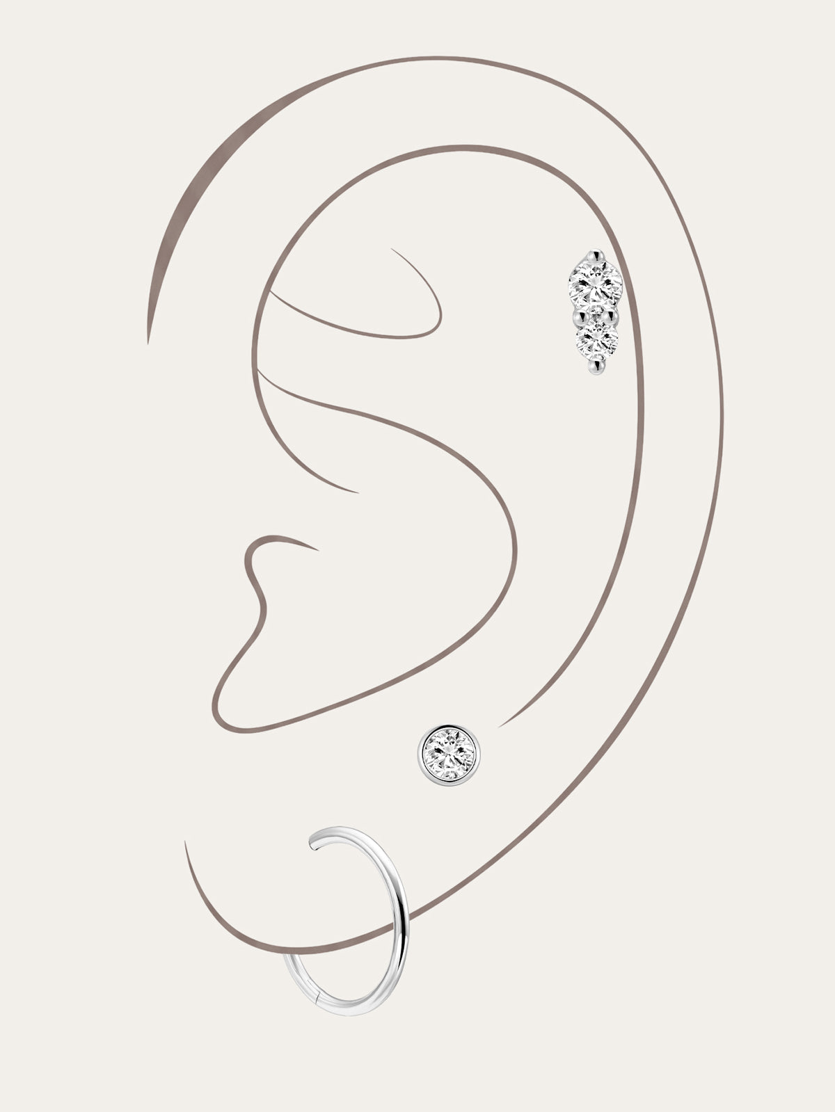 Kosiner 14K Solid Gold Flatback Earrings CZ Studs and Small Hoop Earrings Ear Piercing Jewelry on Ear