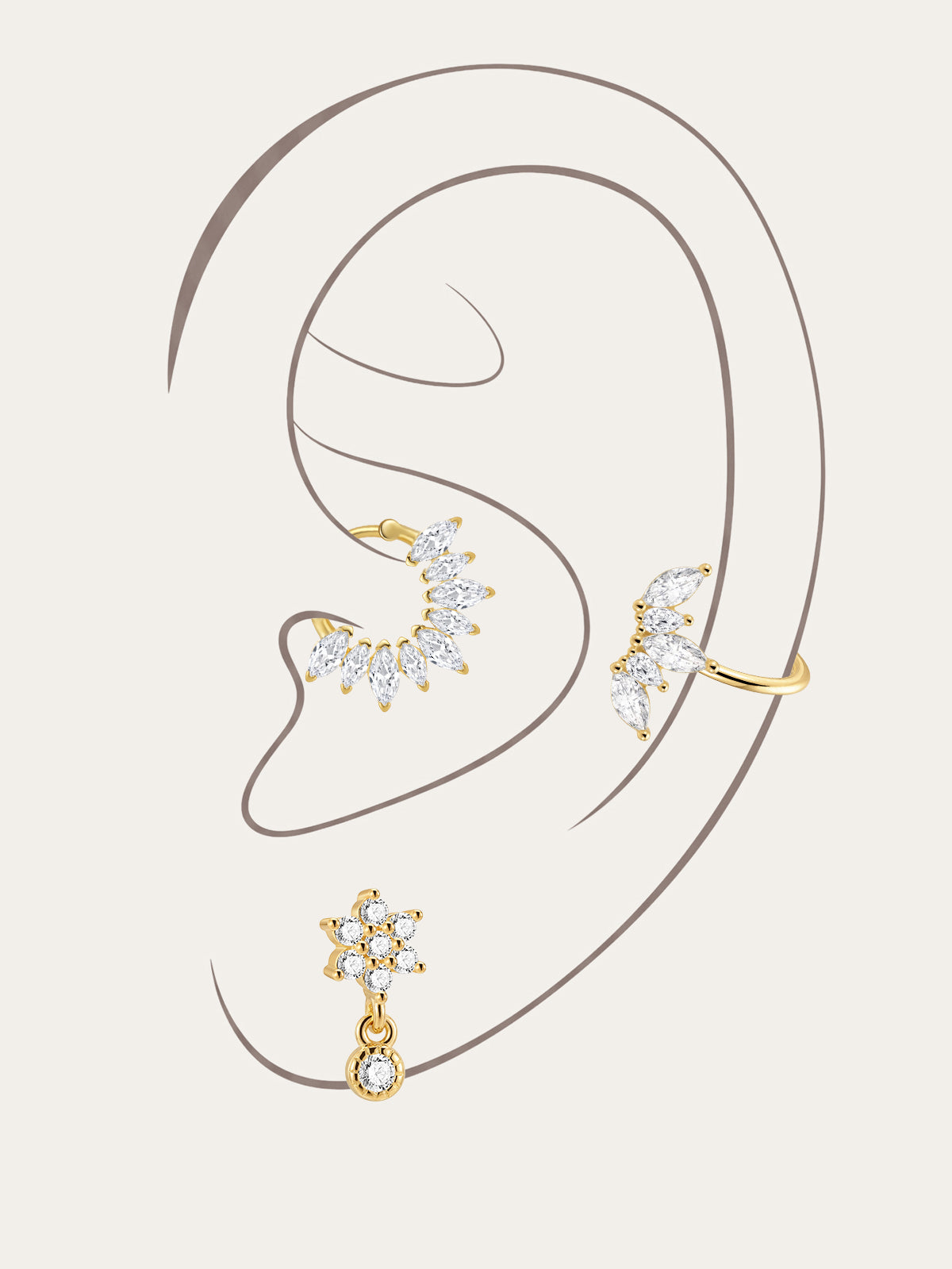 Conjunto de brincos de prata esterlina 925 com flor de borboleta e zircão