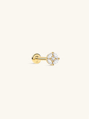 KOSINER 14K Solid Gold Marquise Halo Disc Piercing Stud, Minimal Stackable Flat Back Cartilage Ear Jewelry