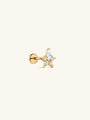 KOSINER Rising Star gold-plated 925 sterling silver Hollow Star flat back stud with one kite-shaped and four round clear stones