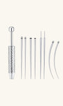 A professional-grade titanium insertion tool set designed for precise, safe, and effortless jewelry changes.