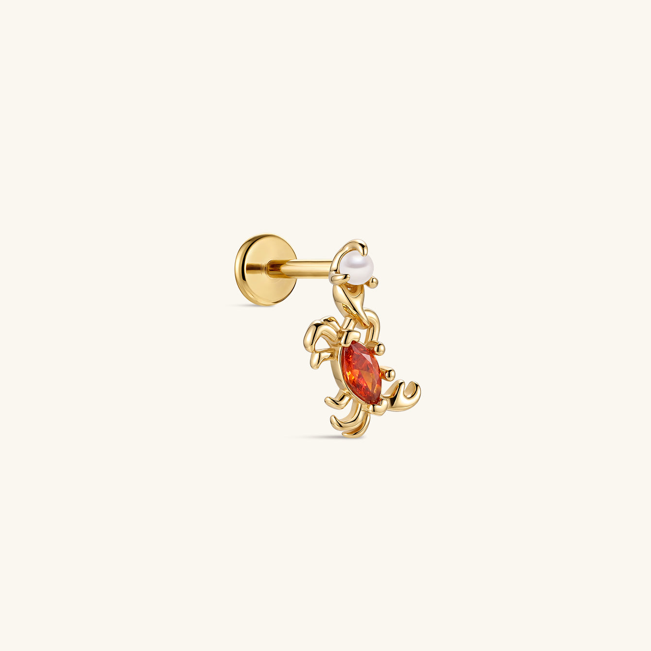 Kosinerjewelry KOSINER 925 Sterling Silver Oceanic Crab Drop Pearl Flat Back Stud