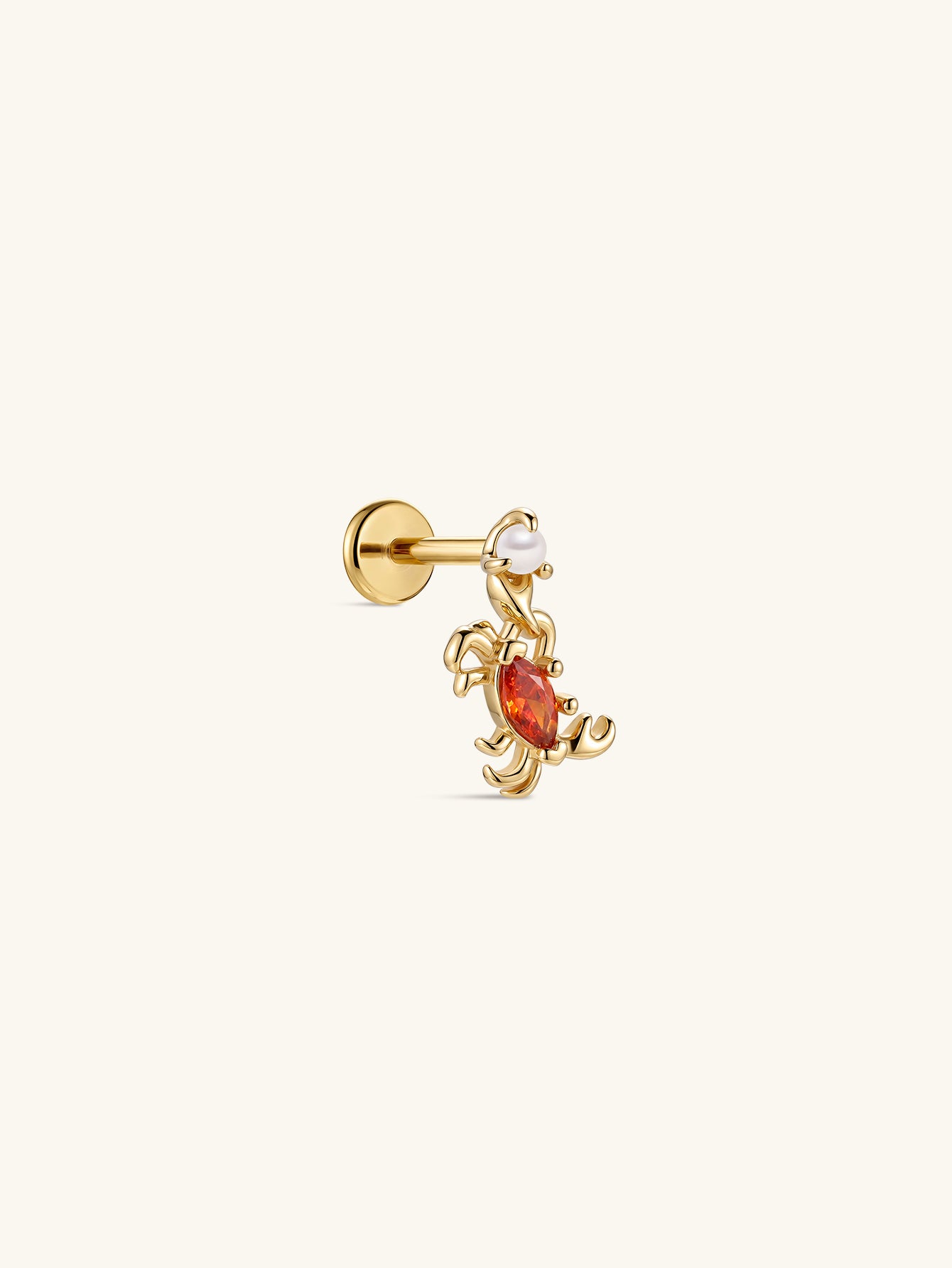 Kosinerjewelry KOSINER 925 Sterling Silver Oceanic Crab Drop Pearl Flat Back Stud