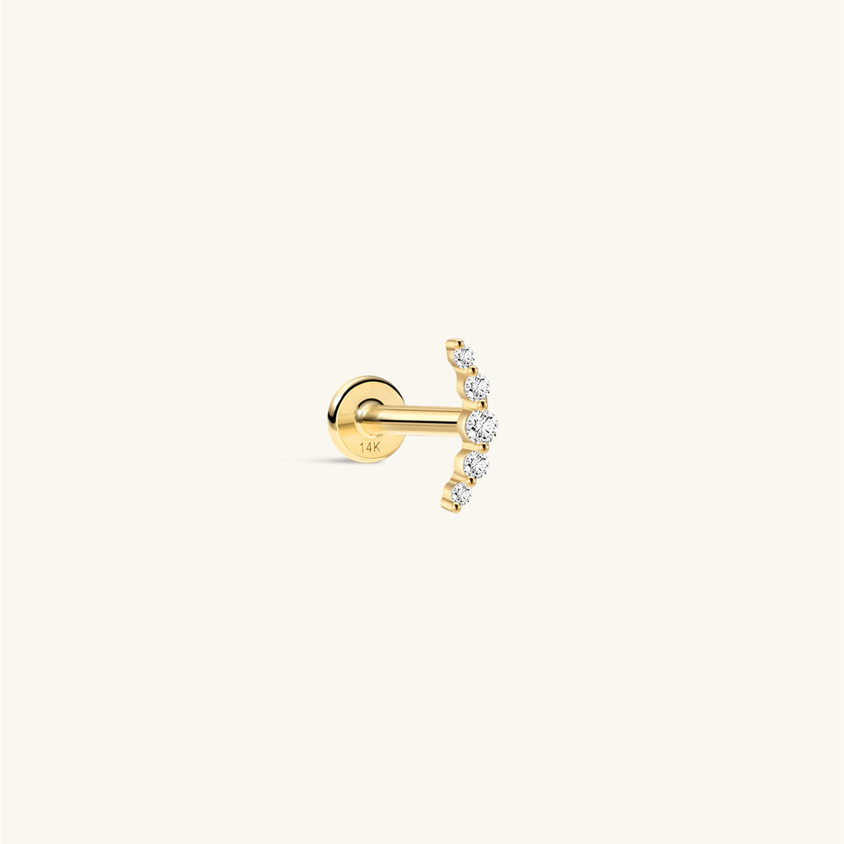 Kosiner Jewelry KOSINER 14K Solid Gold Delicate Pave Crescent Flat Back Stud