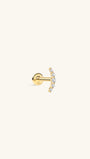 Kosiner Jewelry KOSINER 14K Solid Gold Delicate Pave Crescent Flat Back Stud