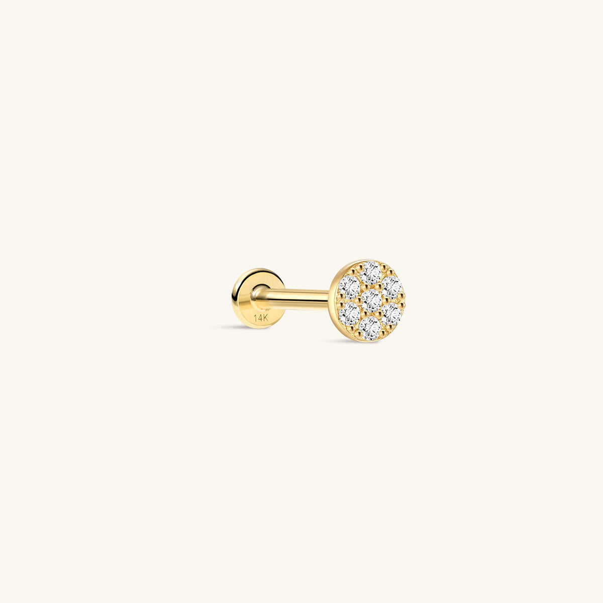 Kosiner 14K Solid Gold Classic Round Ear Piercing Stud