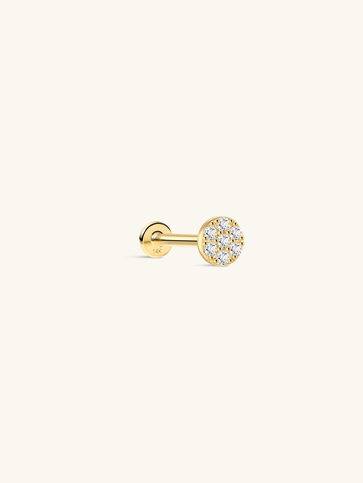 Kosiner 14K Solid Gold Classic Round Ear Piercing Stud