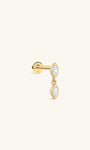 KOSINER 14K Solid Gold Dual Bezel Marquise Dangle Flat Back Stud, Nickel-Free Waterproof Elegant Dainty Multi Piercing Jewelry for Women