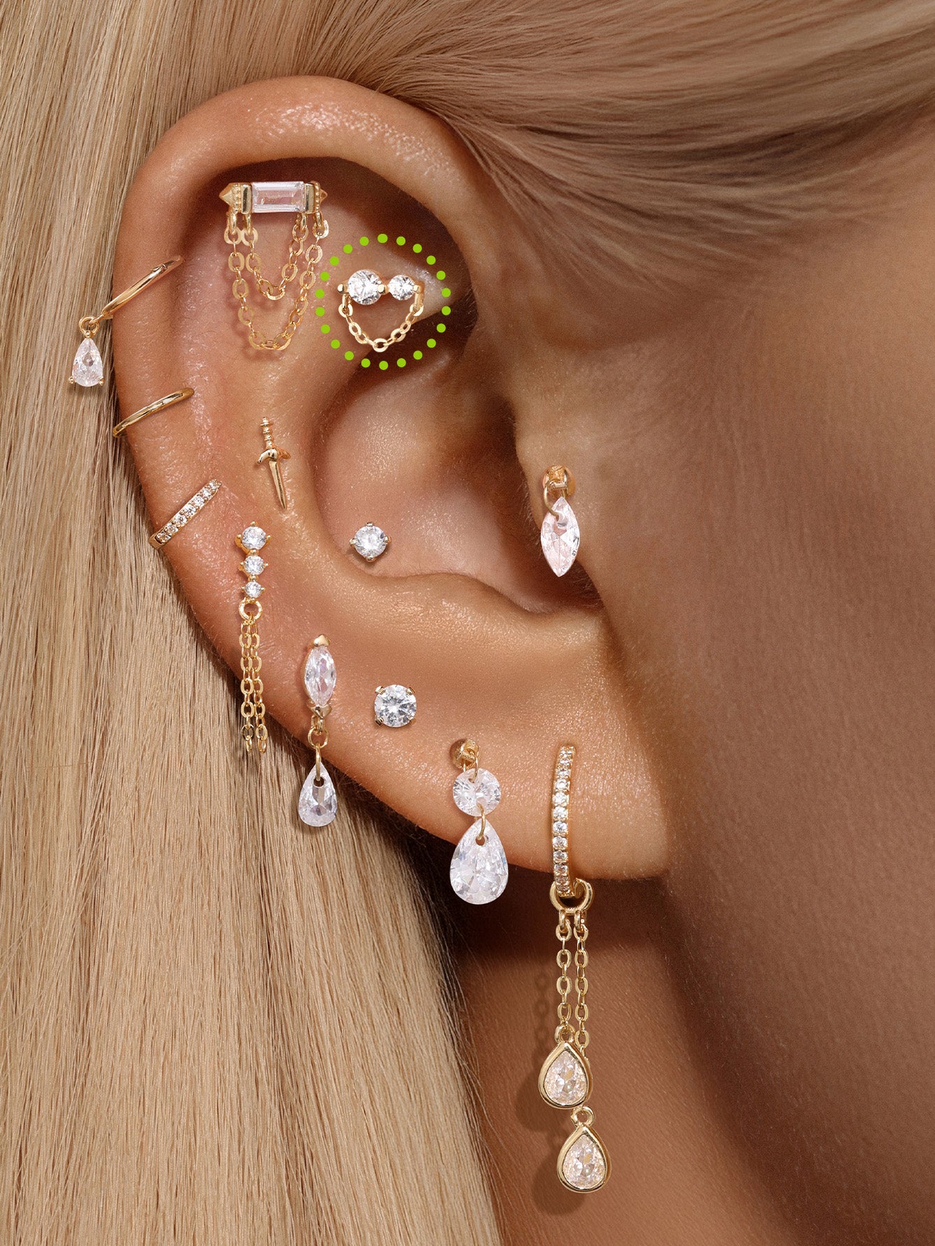 14K Solid Gold U-Shaped Tassel Flatback