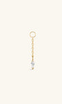 14K solid gold kite drop detachable charm, long chain with kite cut CZ pendant, ear hoop accessory on cream neutral background