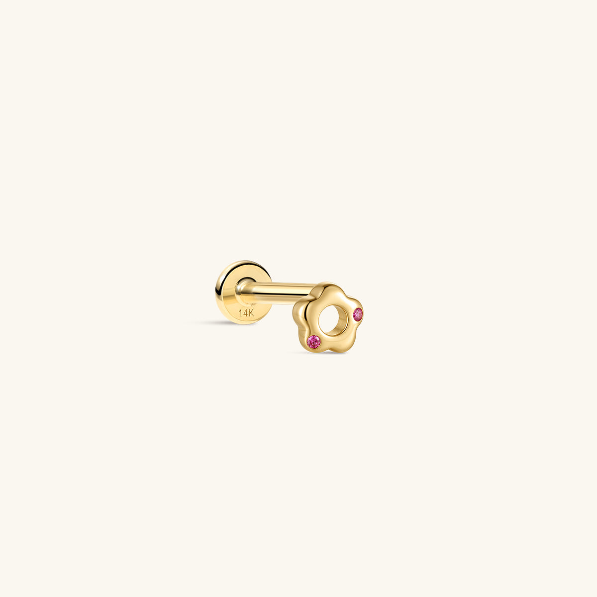 KOSINER Little Wonder 14K solid gold openwork flower flat back stud