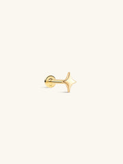 KOSINER 14K Solid Gold Glossy Star Flat Back Stud