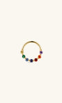 KOSINER colorful rainbow beaded clicker hoop 14K solid gold, full circle multi round cubic zirconia seamless hinged cartilage piercing ring