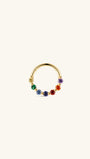 KOSINER colorful rainbow beaded clicker hoop 14K solid gold, full circle multi round cubic zirconia seamless hinged cartilage piercing ring