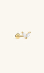 KOSINER 14K Solid Gold Minimal Marquise CZ Butterfly Wing Flat Back Piercing Stud, Nickel-Free Waterproof Dainty Elegant Cartilage Earring for Multi Piercing Stack