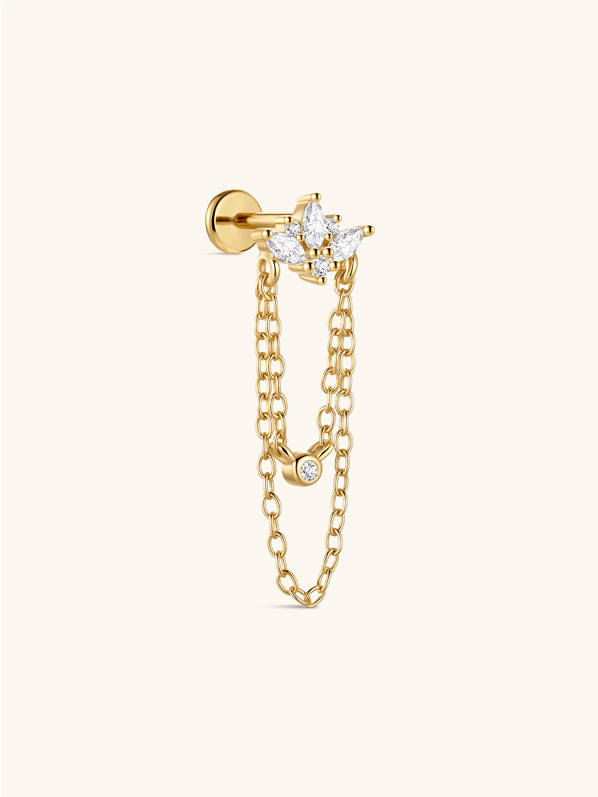 KOSINER At Dawn lotus chain dangle flat back stud side view
