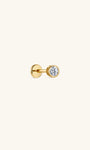 KOSINER 14K solid gold lab-grown diamond round bezel flat back stud