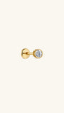 KOSINER 14K solid gold lab-grown diamond round bezel flat back stud