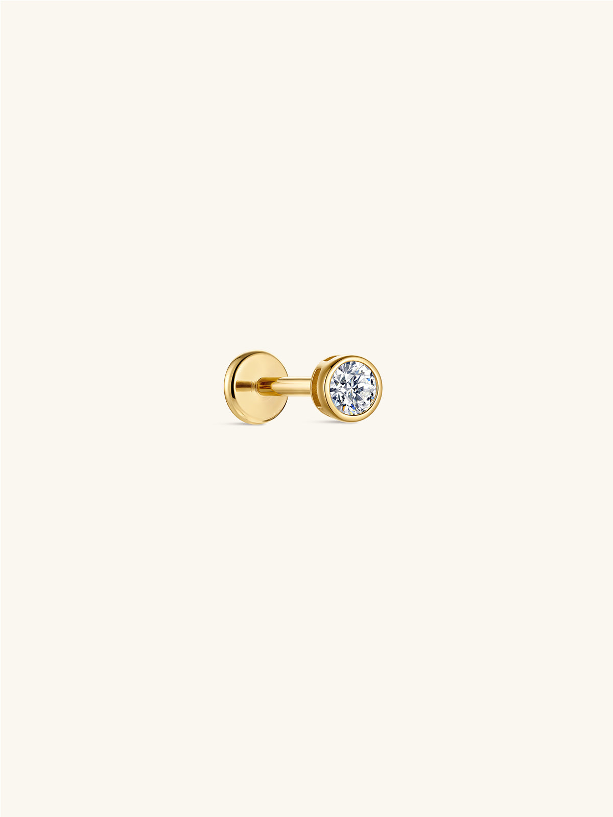 KOSINER 14K solid gold lab-grown diamond round bezel flat back stud