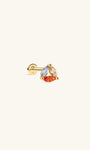 KOSINER triple-color marquise openwork halo 14K solid gold flat back stud, three-tone navette cz cluster internal thread cartilage piercing earring with 14K stamped post