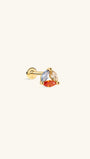 KOSINER triple-color marquise openwork halo 14K solid gold flat back stud, three-tone navette cz cluster internal thread cartilage piercing earring with 14K stamped post