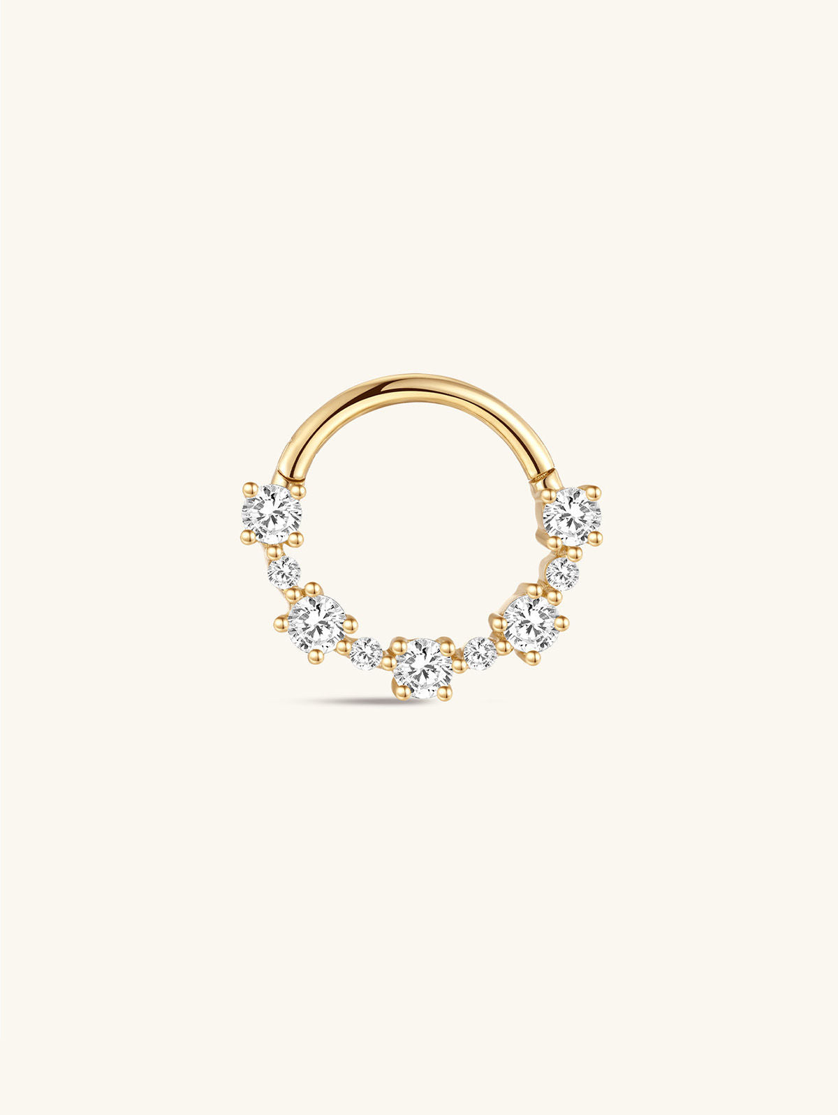 KOSINER 14K Solid Gold Delicate Pave Cluster Daith Clicker Hoop, Nickel-Free Waterproof Dainty CZ Paved Cartilage Piercing Jewelry for Women