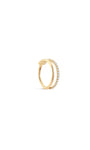 kosiner jewelry 14K Solid Gold Double - layer Single Row Pave Hoop Earring